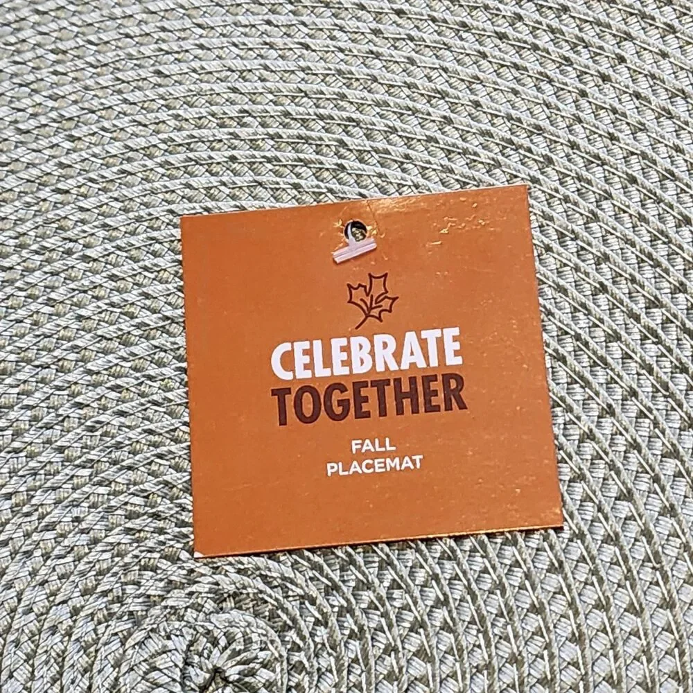 NEW 2 Set Celebrate Together Gray Embroider Fall Leaves Woven 15